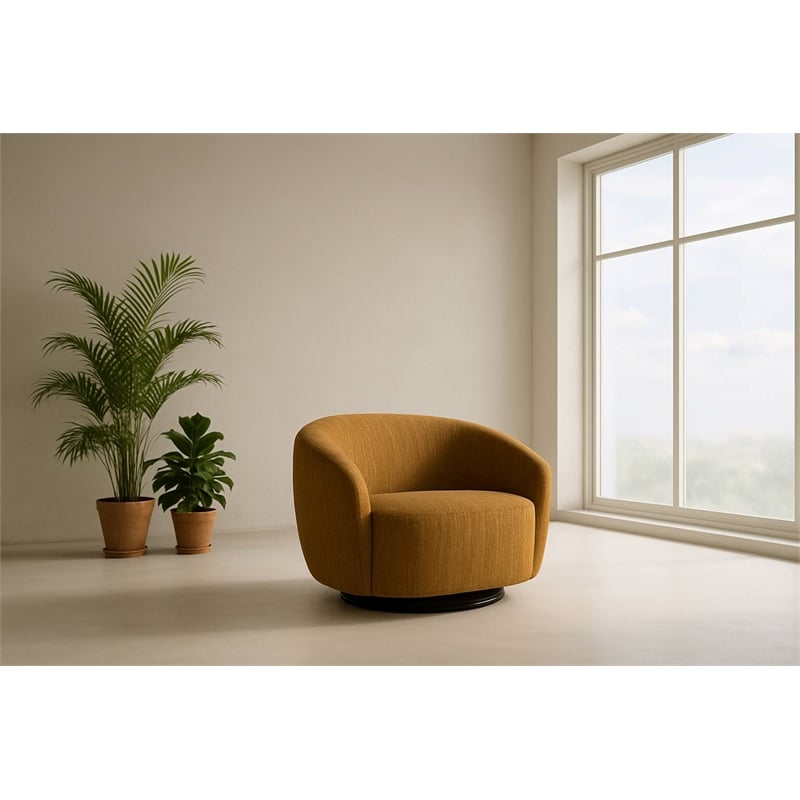 Norris - Modern Mustard Fabric Swivel Accent Chair