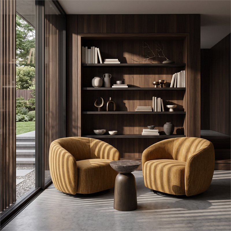 Norris - Modern Mustard Fabric Swivel Accent Chair