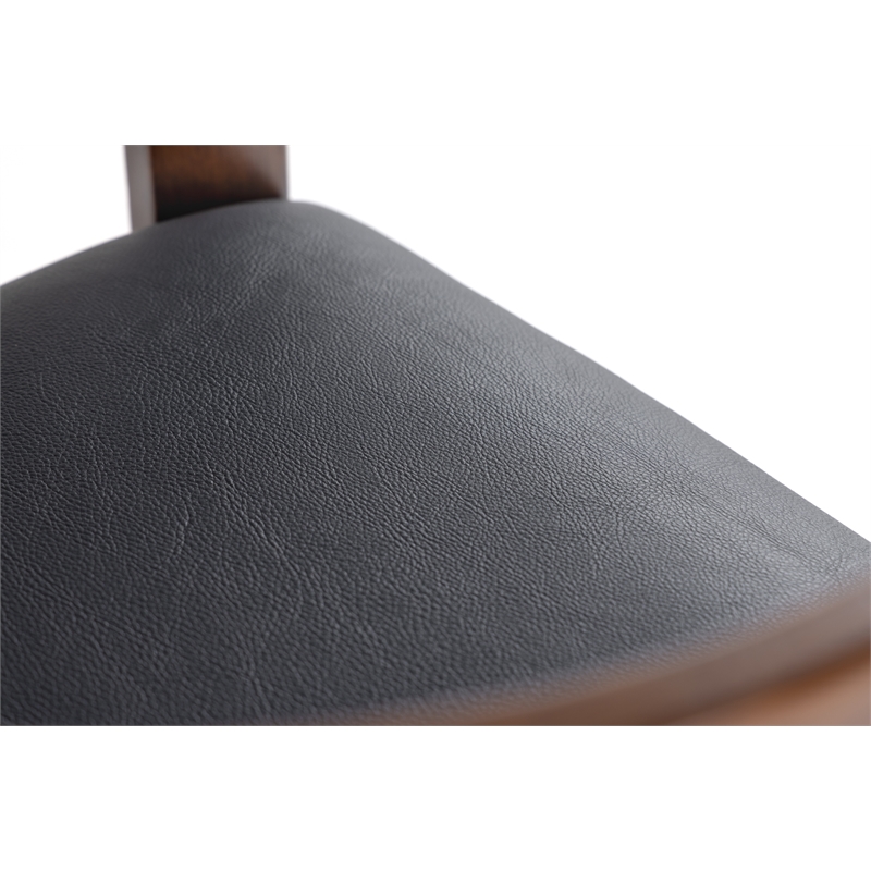 Belton - Modern Black Vegan Leather & Brown Oak Counter Chair