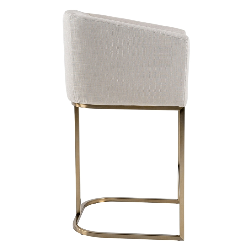 Yukon - Modern Off White Fabric & Brushed Brass Counter Chair