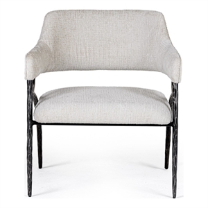 Ector - Modern Off White Fabric & Forged Metal Accent Chair