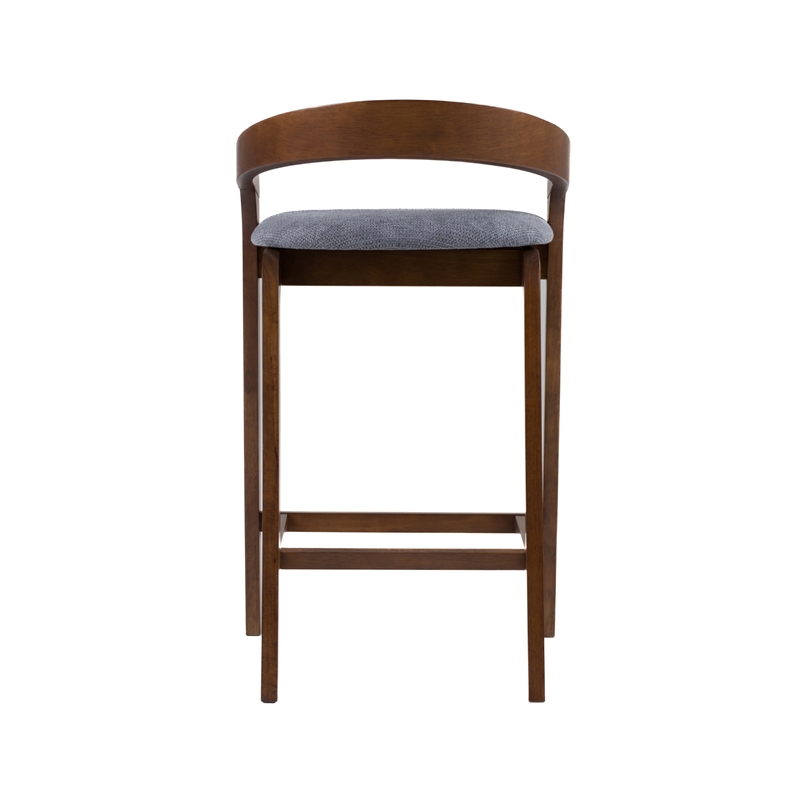 Vougler - Modern Gray Fabric & Walnut Counter Chair (Set of 2)