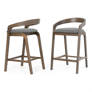 Vougler - Modern Gray Fabric & Wenge Counter Chair (Set of 2)