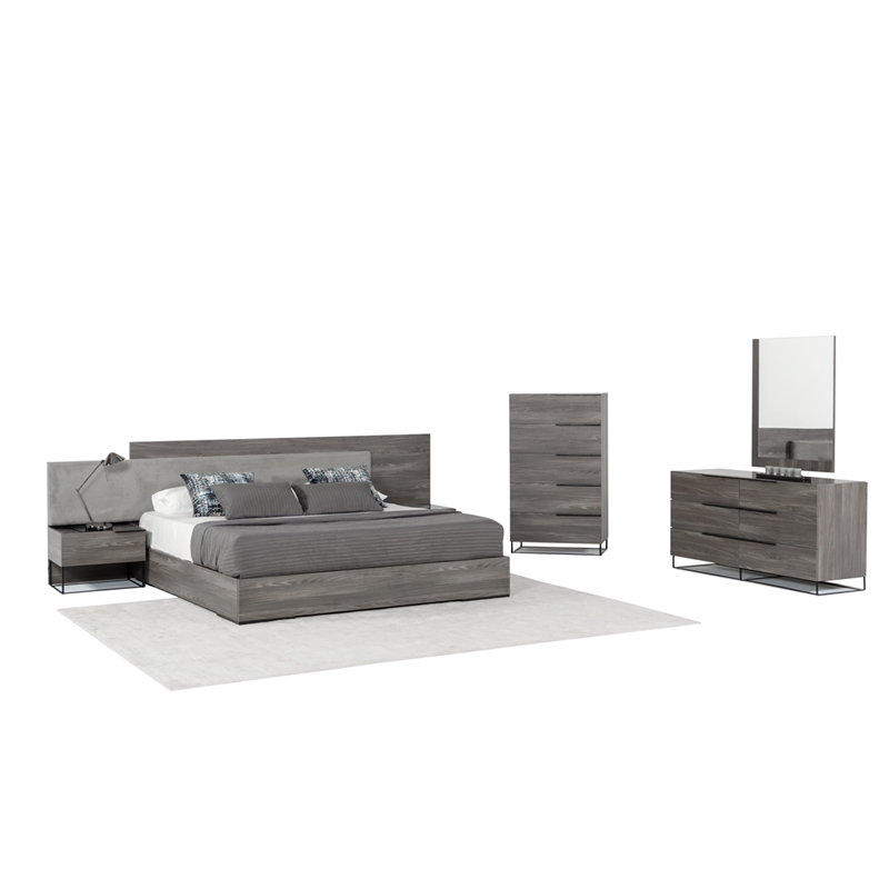 Enzo Italian Modern Gray Oak Mirror