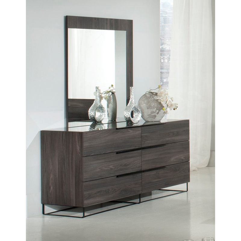 Enzo Italian Modern Gray Oak Mirror