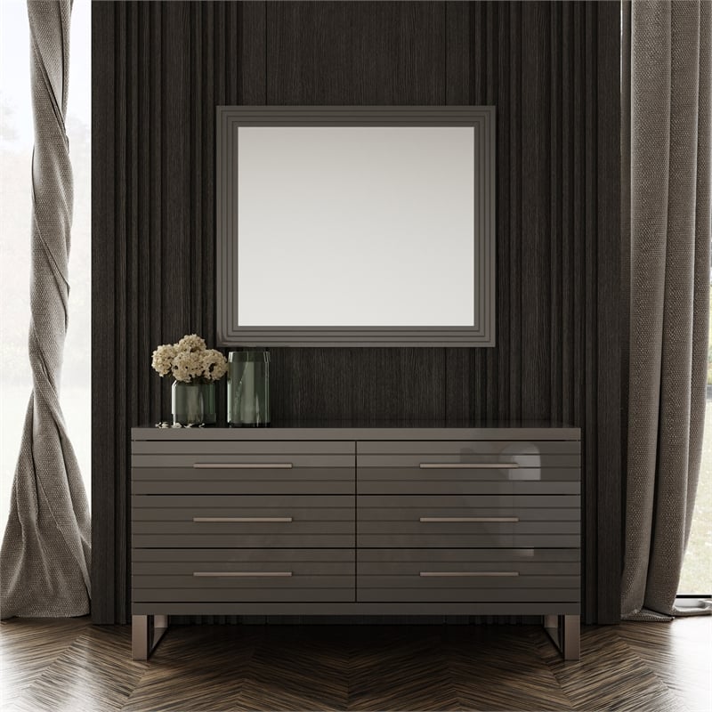 Splendor - Gray High Gloss Slatted MIrror