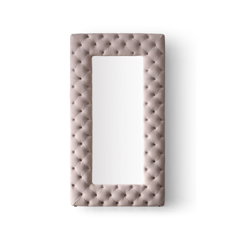 Legend - Transitional Gray Velvet Floor Mirror