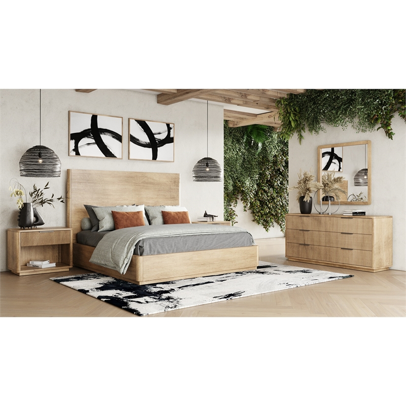 Santa Monica - Modern Natural Oak Square Mirror