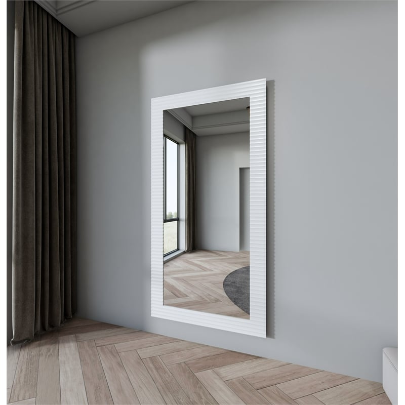 Glinda - Modern Pearl White Floor Mirror