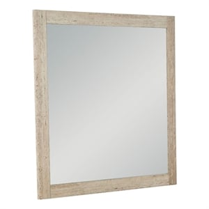 Romelu - Modern Faux Travertine & Gold Mirror
