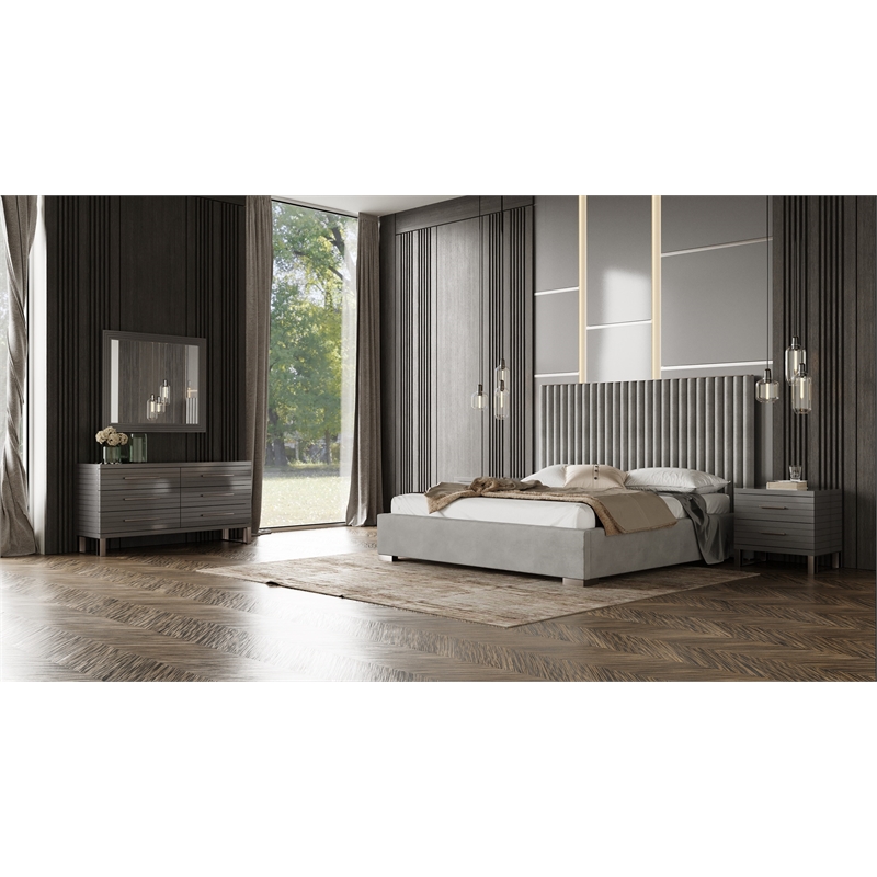 Splendor - Gray High Gloss Slatted Dresser