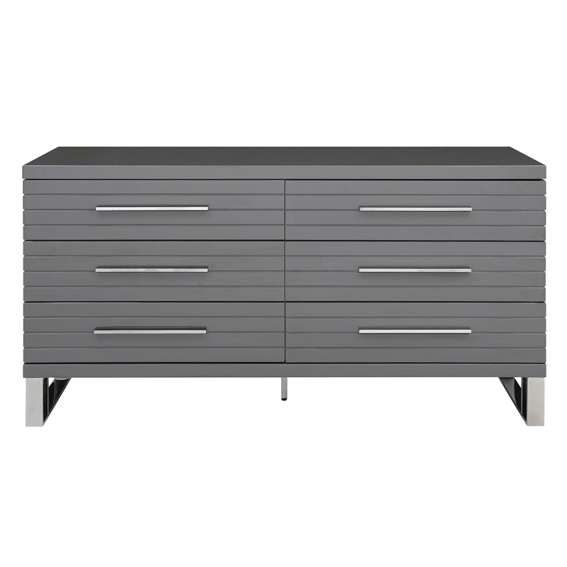 Splendor - Gray High Gloss Slatted Dresser