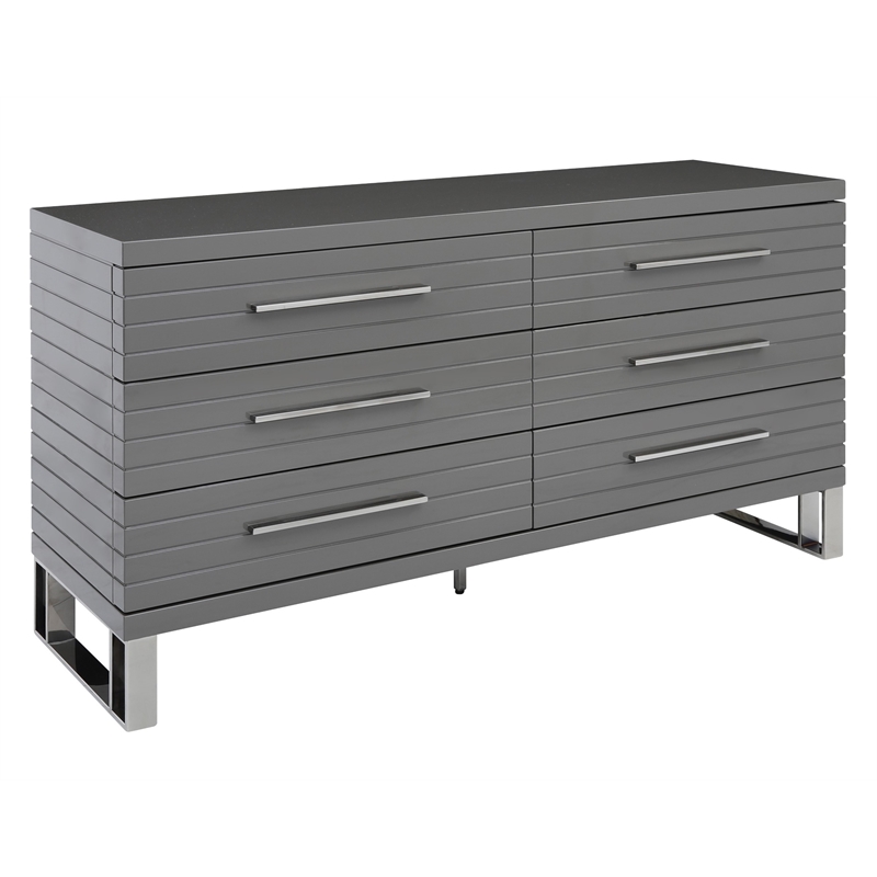 Splendor - Gray High Gloss Slatted Dresser