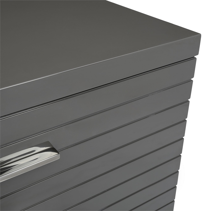 Splendor - Gray High Gloss Slatted Dresser