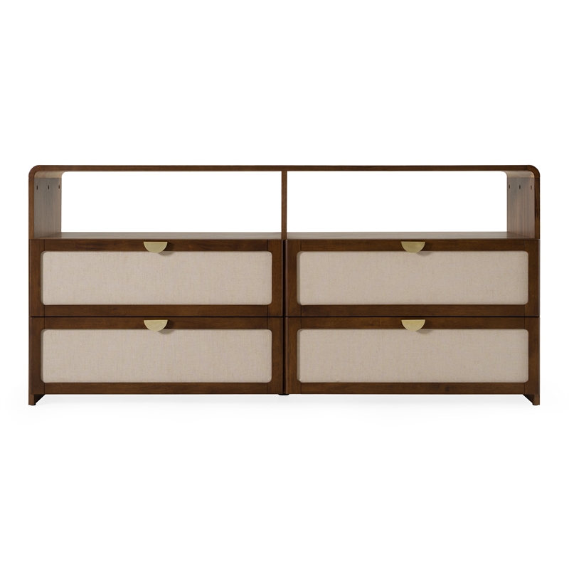 Emilio - Modern Natural Burlap & Walnut Dresser