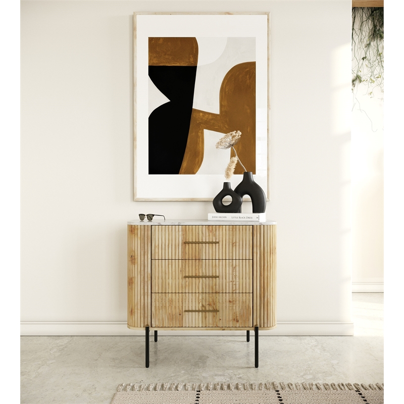 Cambridge White Marble & Mango 3 Drawer Dresser