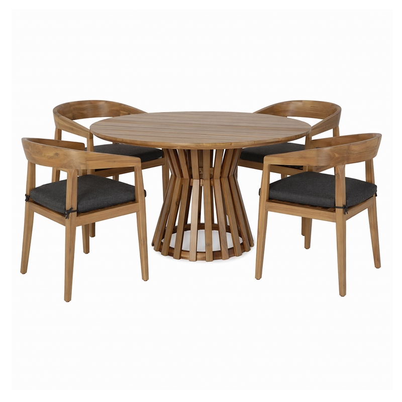 Sintra - Outdoor Grey + Eucalyptus Round Dining Table Set