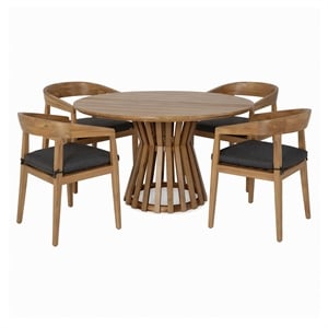 Sintra - Outdoor Grey + Eucalyptus Round Dining Table Set