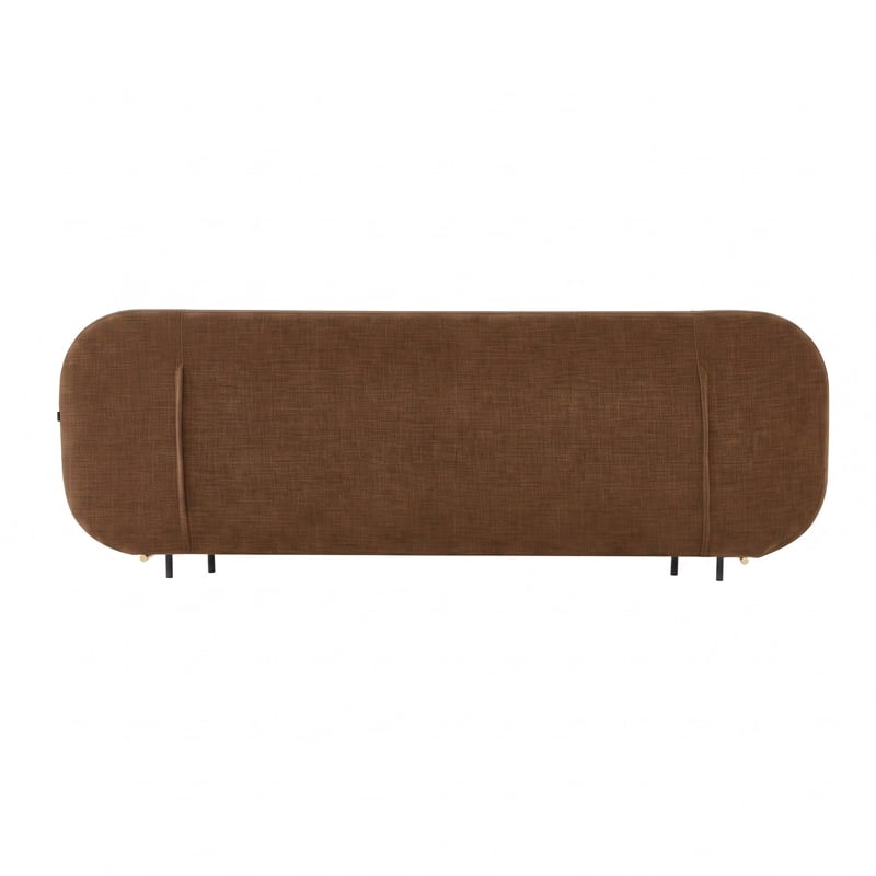 Braun - Modern Brown Fabric Bed w/ Glass Tables