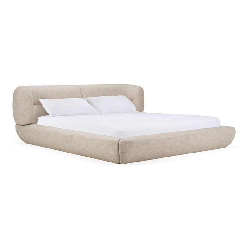Pasha - Modern Cream Fabric Bed Eastern King