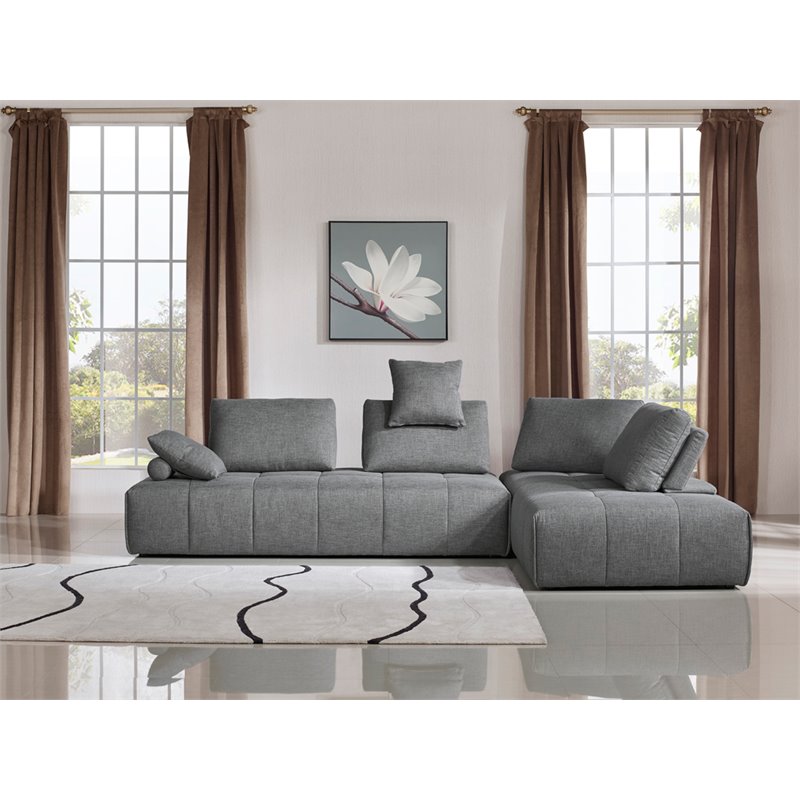 Divani Casa Edgar Modern Fabric Upholstered Modular Sectional Sofa in Gray