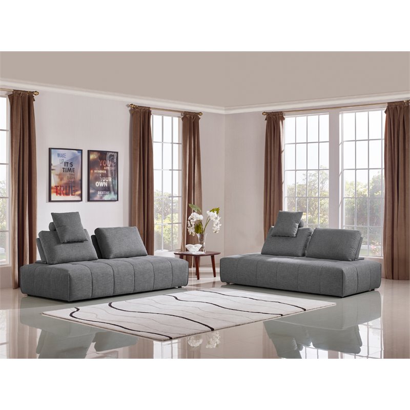 Divani Casa Edgar Modern Fabric Upholstered Modular Sectional Sofa in Gray