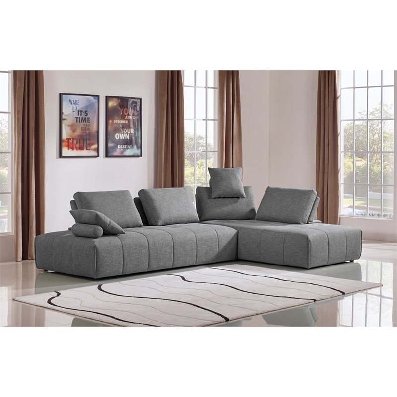 Divani Casa Edgar Modern Fabric Upholstered Modular Sectional Sofa in Gray