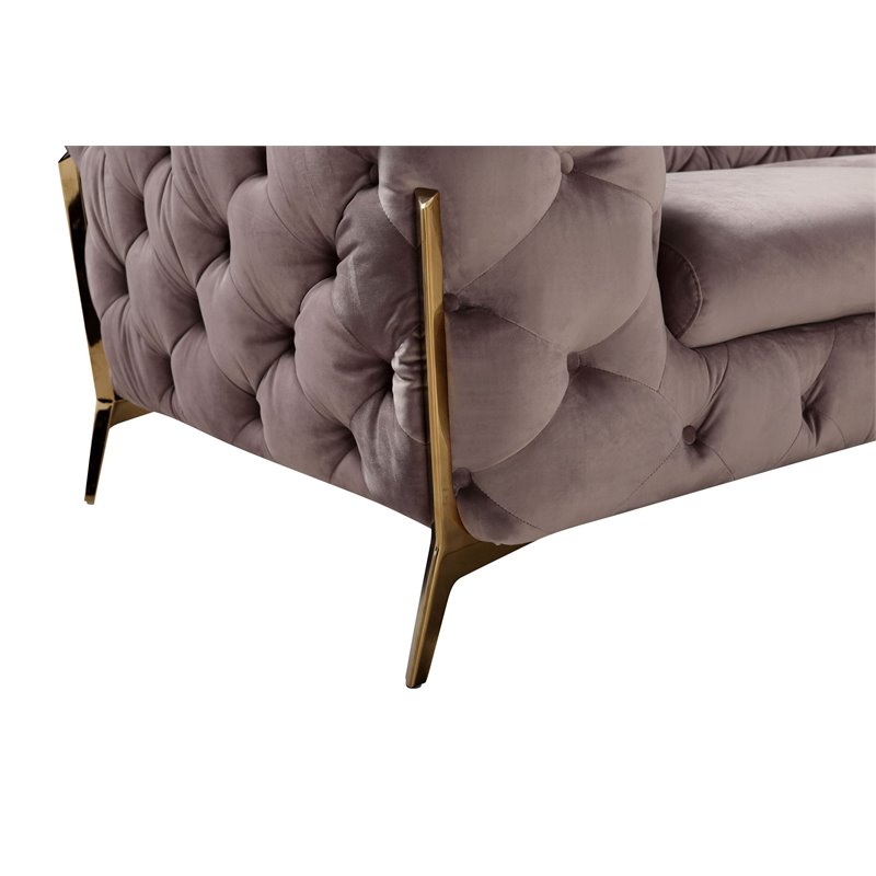 Divani Casa Sheila Transitional Velvet & Metal Upholstered Sofa in Black/Gold