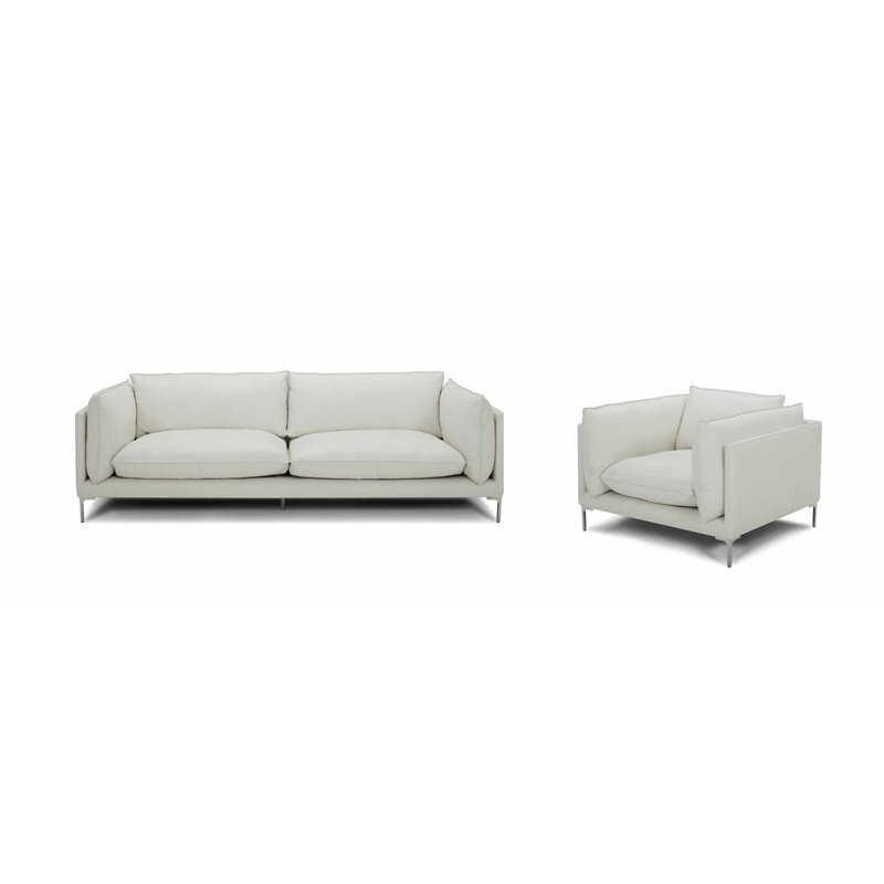 Divani Casa Harvest Modern L-Grade Leather Upholstered Sofa in White
