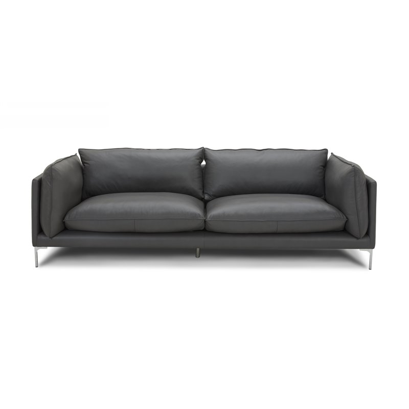 Divani Casa Harvest Modern L-Grade Full Leather Upholstered Sofa in Gray