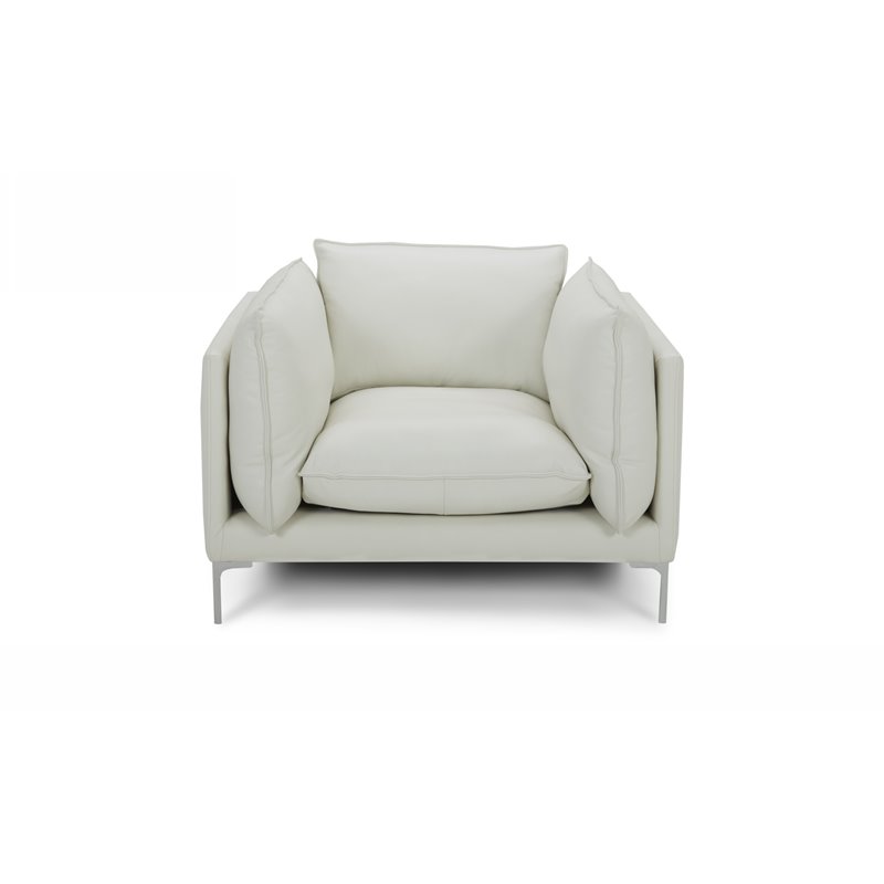 Divani Casa Harvest Modern L-Grade Leather Upholstered Accent Chair in White