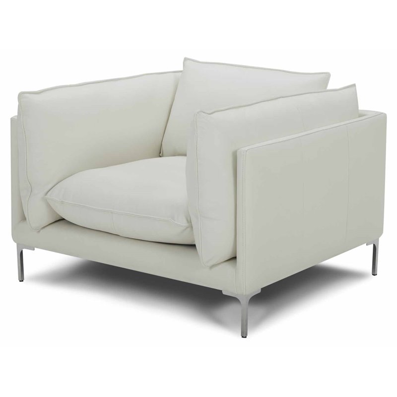 Divani Casa Harvest Modern L-Grade Leather Upholstered Accent Chair in White