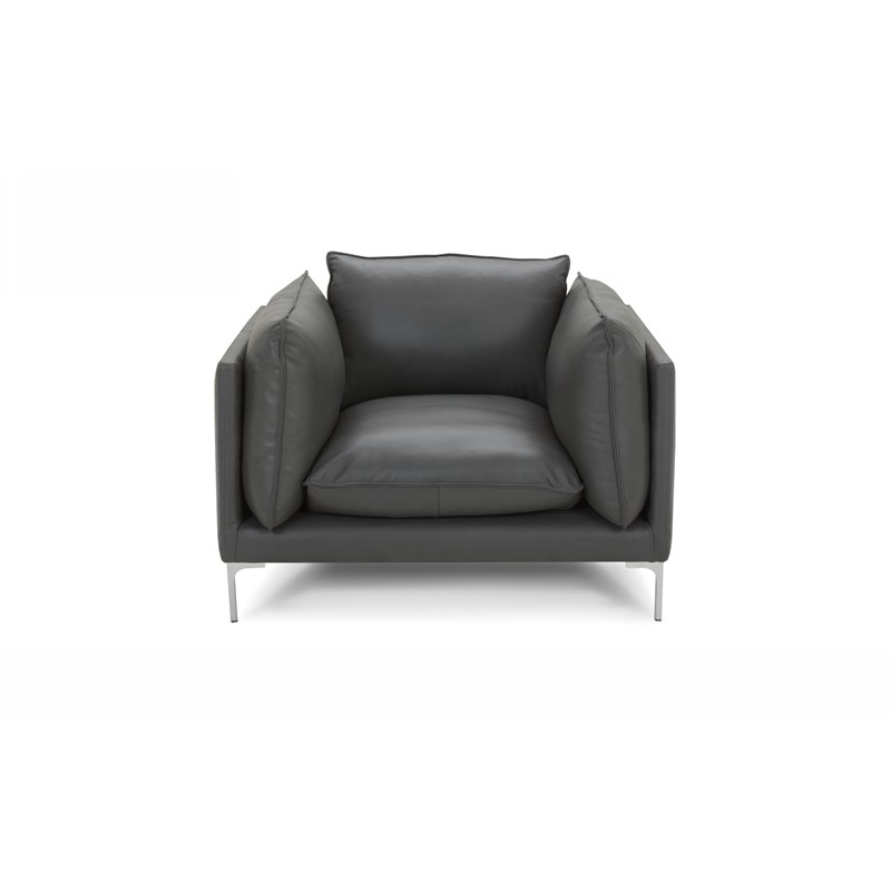 Divani Casa Harvest Modern L-Grade Leather Upholstered Accent Chair in Gray