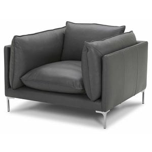 Divani Casa Harvest Modern L-Grade Leather Upholstered Accent Chair in Gray