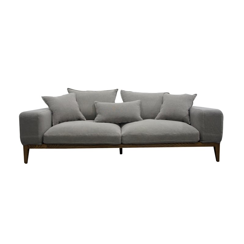 Divani Casa Corina Modern Linen Fabric & Wood Upholstered Loveseat in Gray