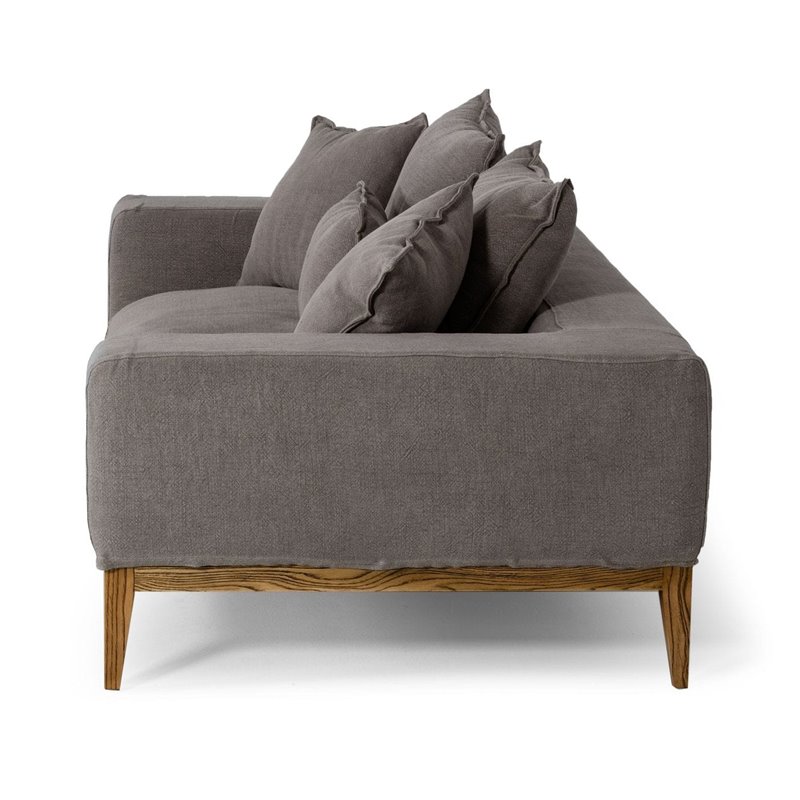 Divani Casa Corina Modern Linen Fabric & Wood Upholstered Loveseat in Gray