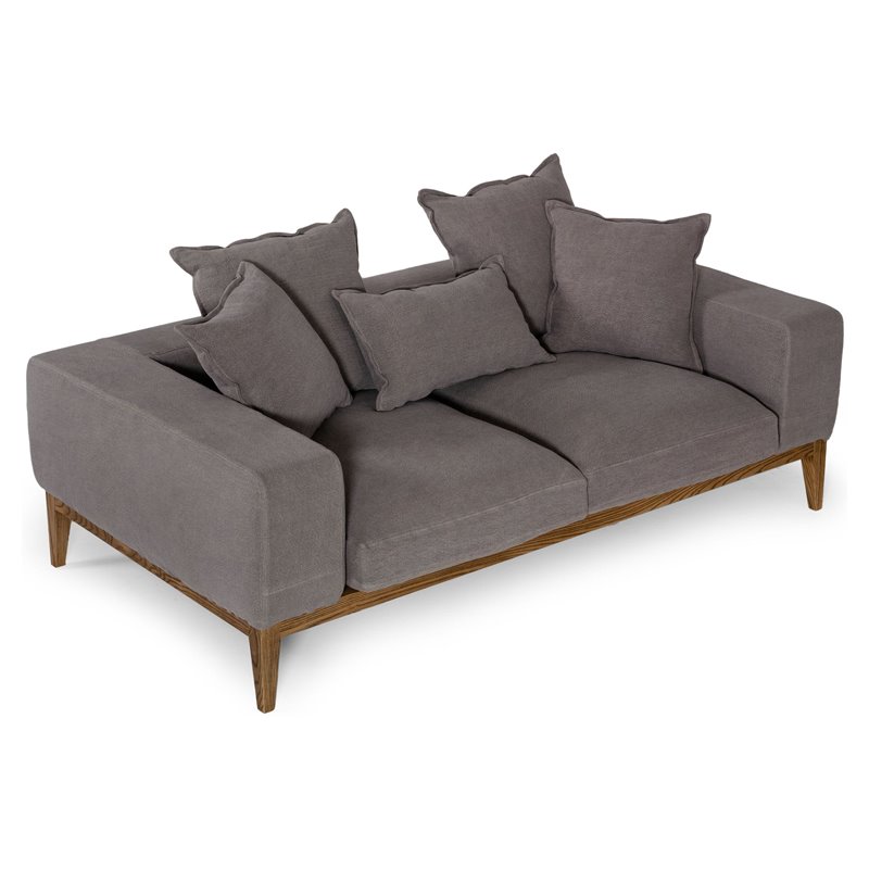 Divani Casa Corina Modern Linen Fabric & Wood Upholstered Loveseat in Gray