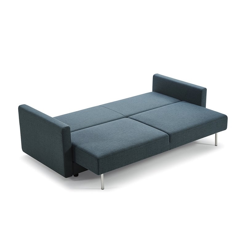 Divani Casa Fredonia Modern Polyester Fabric Sofa Bed w/ Storage in Blue