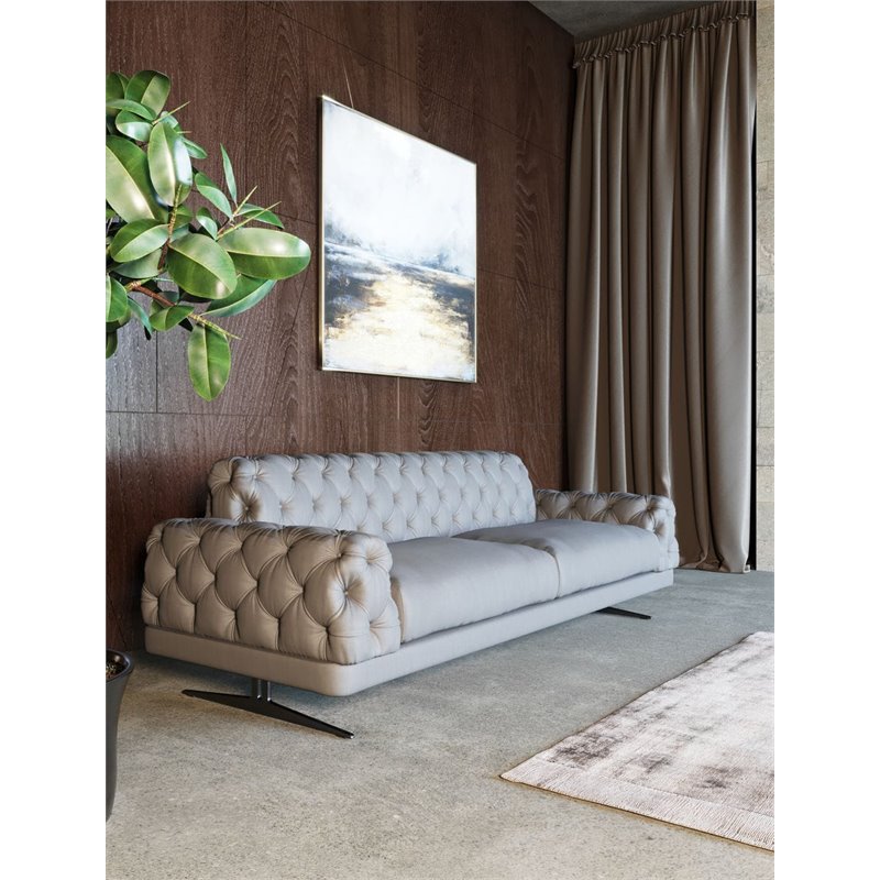 Divani Casa Sepulveda Modern Velvet & Metal Upholstered Sofa in Gray/Black