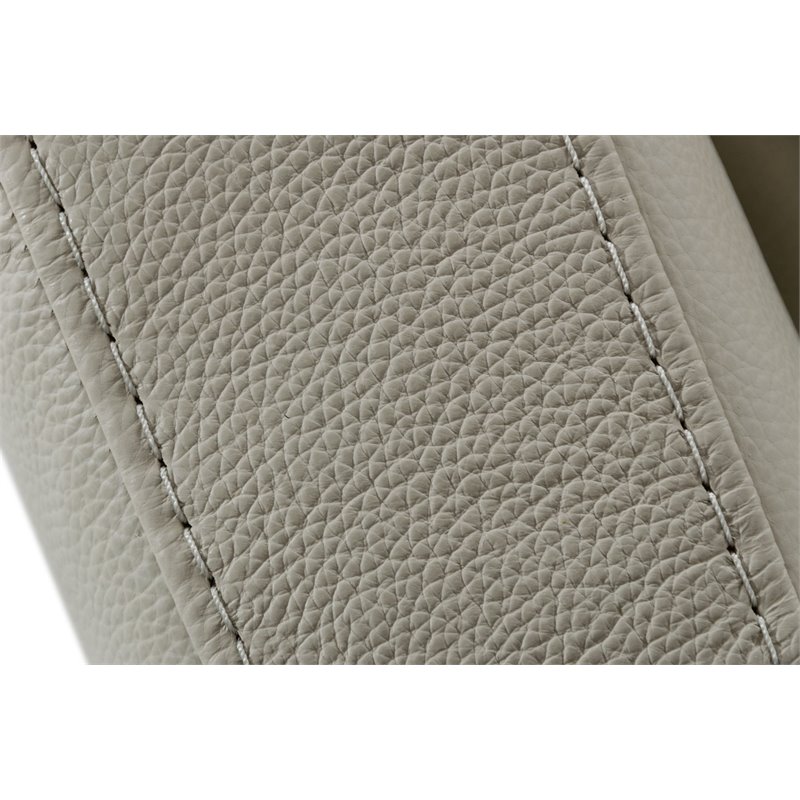 Divani Casa Janina Modern Leather & Metal Upholstered Sofa in Light Gray