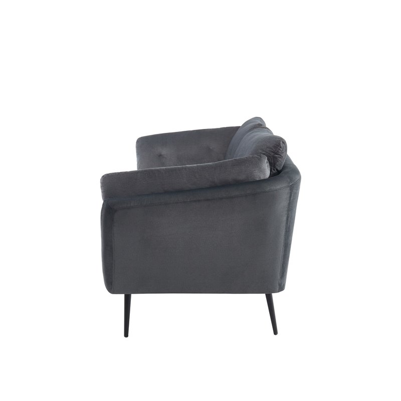Divani Casa Cody Modern Polyester Fabric & Metal Upholstered Sofa in Dark Gray