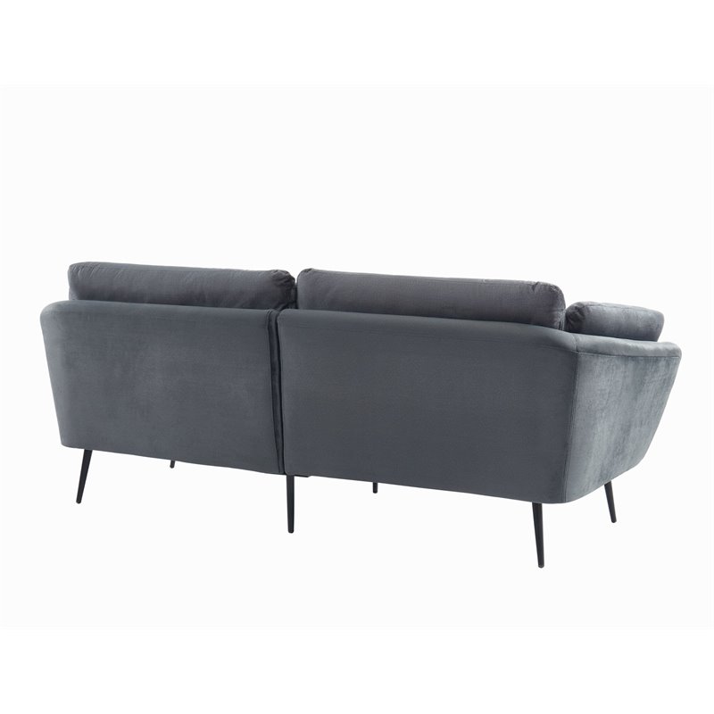 Divani Casa Cody Modern Polyester Fabric & Metal Upholstered Sofa in Dark Gray