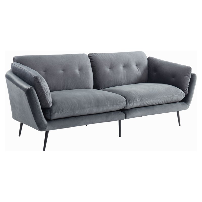 Divani Casa Cody Modern Polyester Fabric & Metal Upholstered Sofa in Dark Gray
