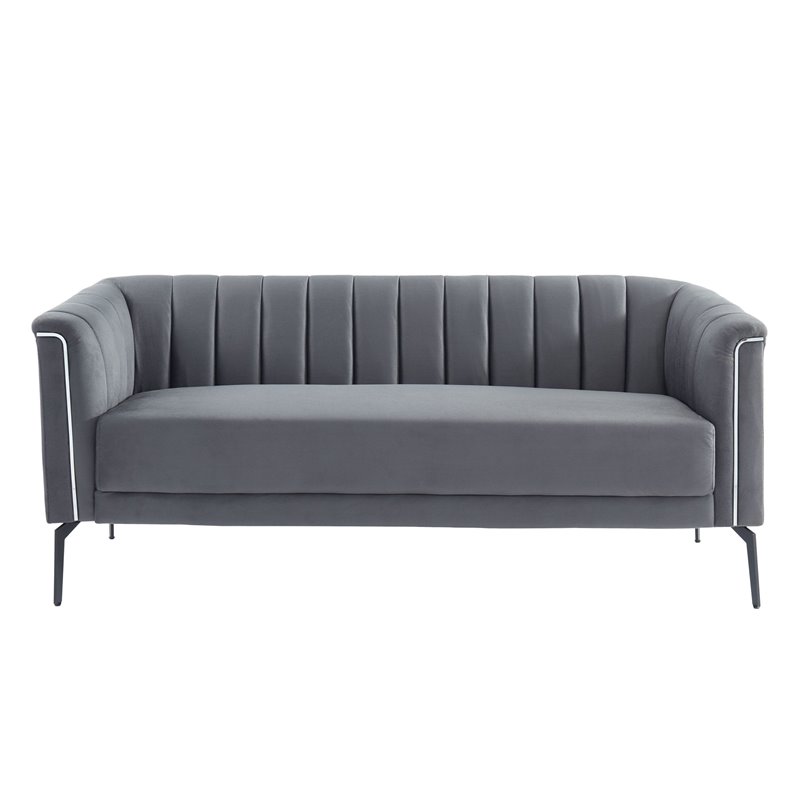 Divani Casa Patton Modern Polyester Fabric & Metal Sofa in Dark Gray/Black