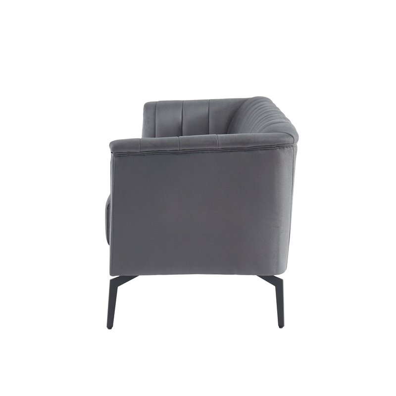 Divani Casa Patton Modern Polyester Fabric & Metal Sofa in Dark Gray/Black