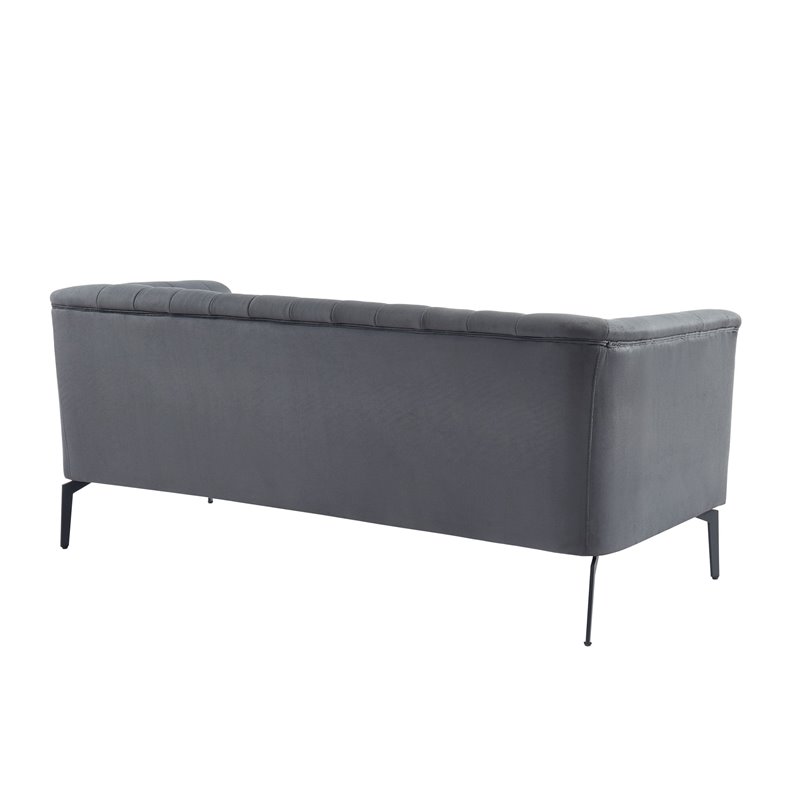 Divani Casa Patton Modern Polyester Fabric & Metal Sofa in Dark Gray/Black