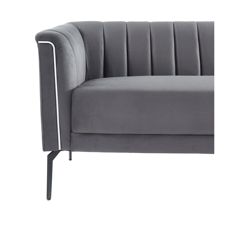 Divani Casa Patton Modern Polyester Fabric & Metal Sofa in Dark Gray/Black