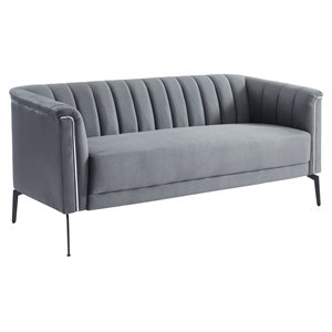 Divani Casa Patton Modern Polyester Fabric & Metal Sofa in Dark Gray/Black