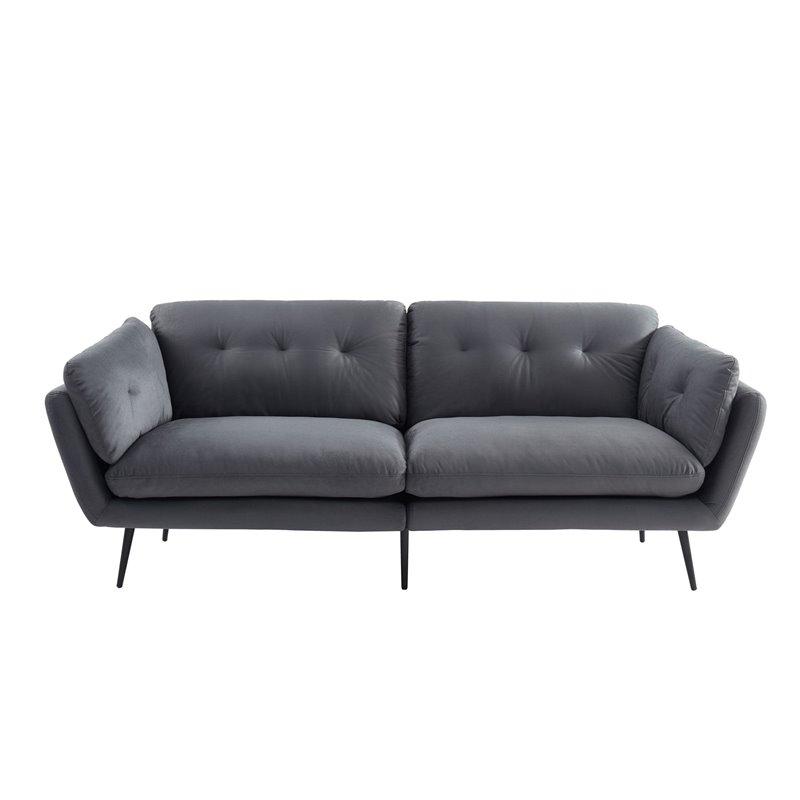 Divani Casa Cody Modern Polyester Fabric & Metal Upholstered Sofa in Gray/Black