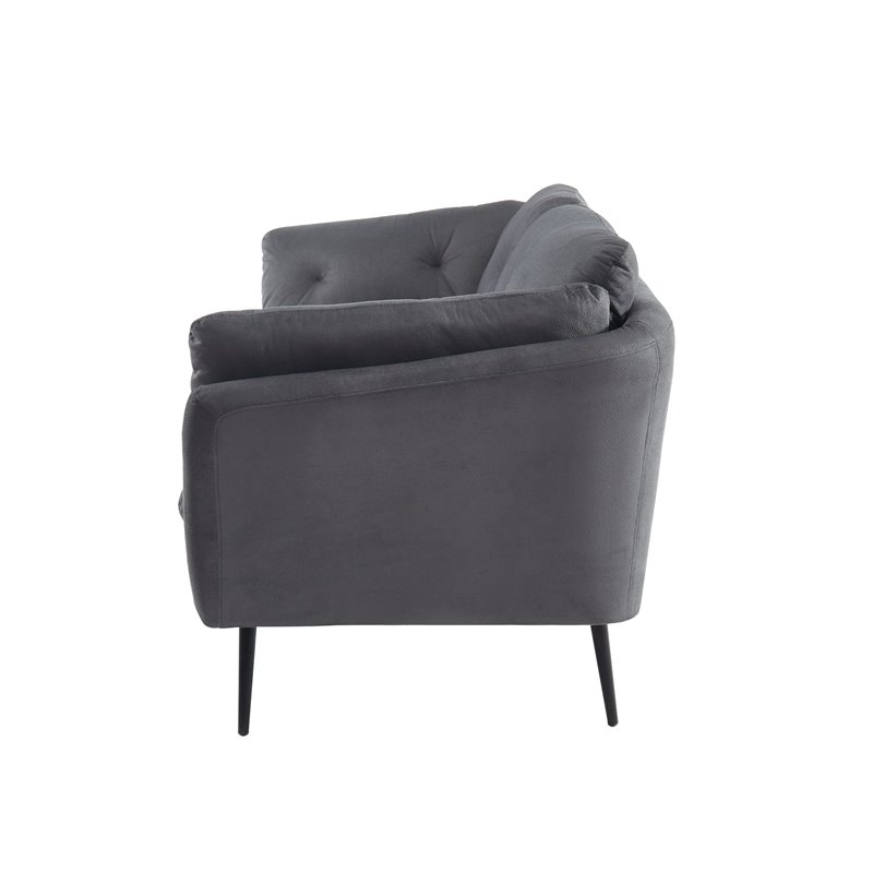 Divani Casa Cody Modern Polyester Fabric & Metal Upholstered Sofa in Gray/Black